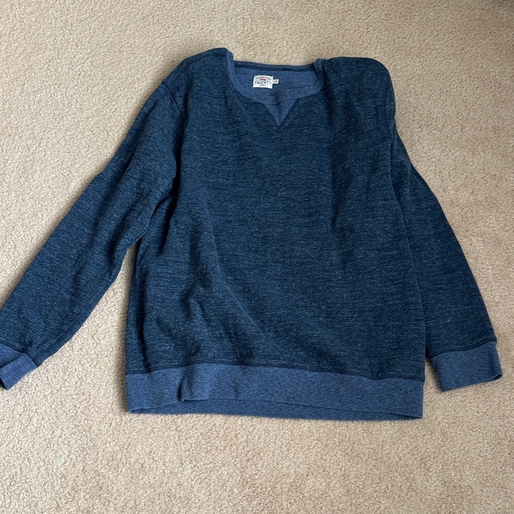 Faherty Men's Navy Crewneck Sweater